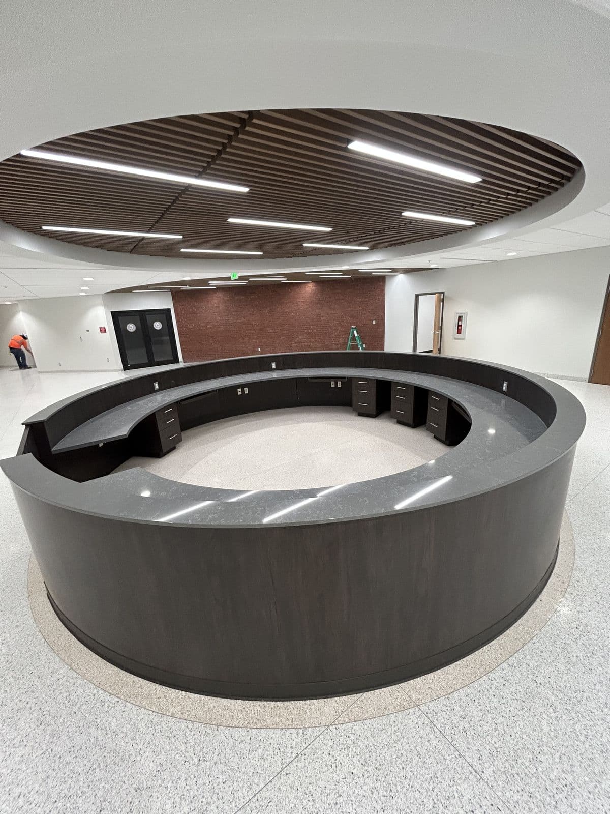 Commercial curved stone reception desk